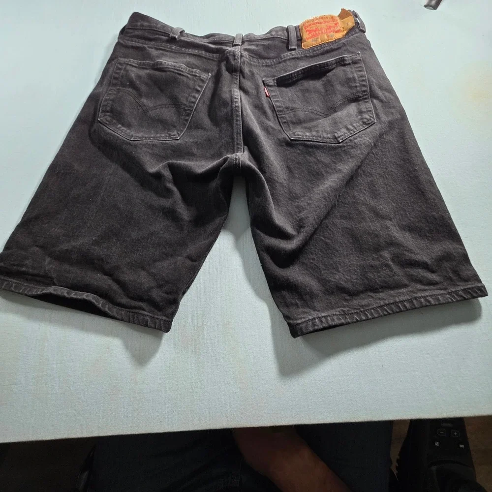 Levis 501 Mens Black Denim Shorts Original Fit Button Fly Cut Off Size 38 W38